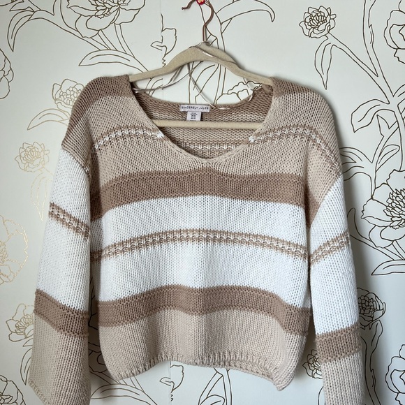 Cozy Striped V-Neck Sweater - Picture 1 of 6